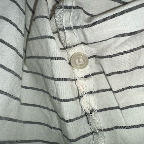 Madewell Grid Mix Stripe Short Sleeve Shirt Blouse Button Front Oversized Top XS - Picture 10 of 10